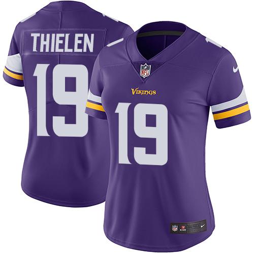 Women 2019 Minnesota Vikings #19 Thielen purple Nike Vapor Untouchable Limited NFL Jersey->women nfl jersey->Women Jersey